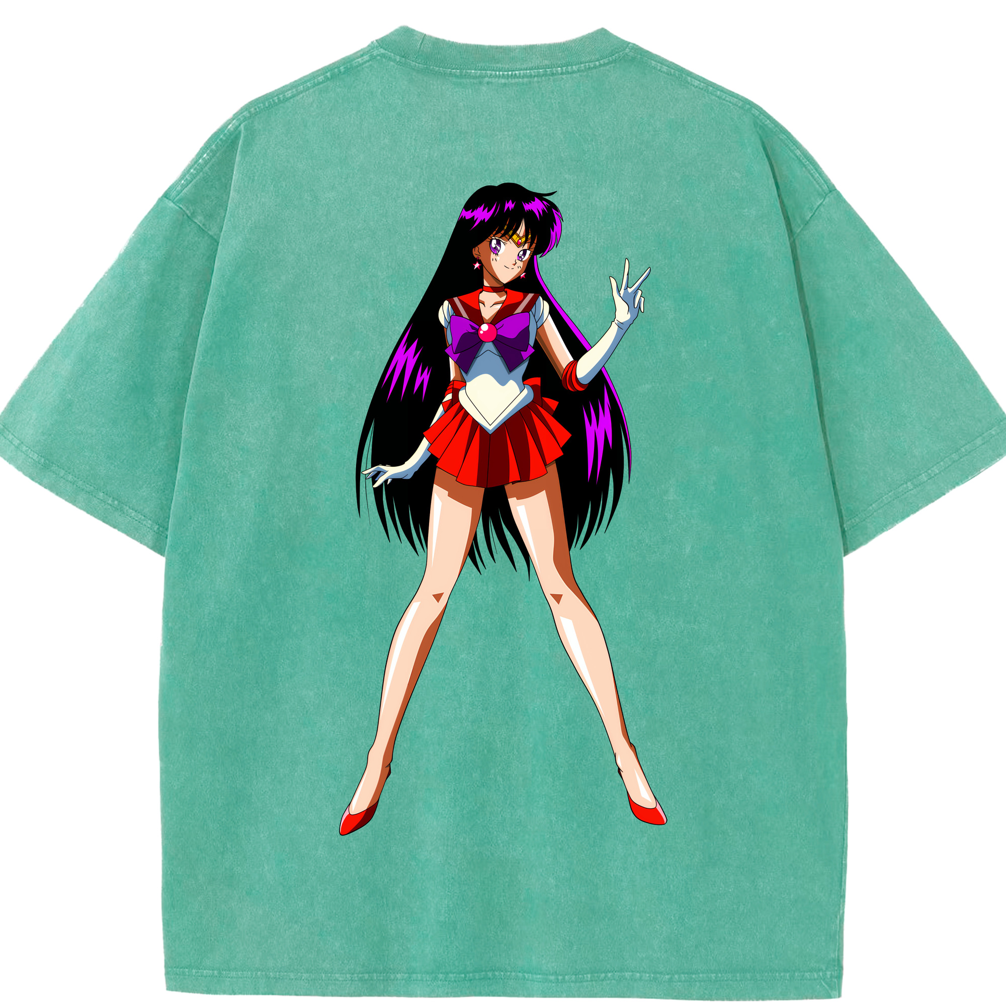 （画像用） 美少女戦士セーラームーン 火野レイ ひの レイ Sailor Moon Hino Rei （セーラーマーズ,Sailor Mars） 綿100% ヴィンテージ風 半袖Tシャツ（背面プリント）
